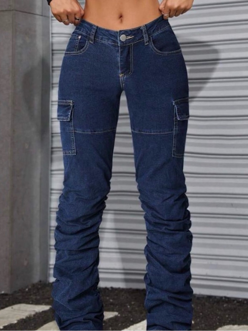 NWT, Scrunched Denim Stretched Jeans
